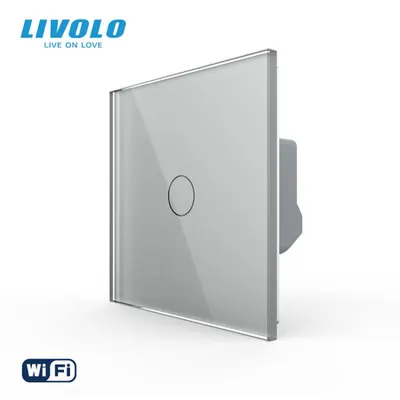 Intrerupator tactil simplu WiFi, cu panou sticla Gri