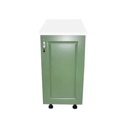 Corp inferior cu 1 Usa Zebra, Alb/MDF Verde, si blat Alb 40 x 85 x 60