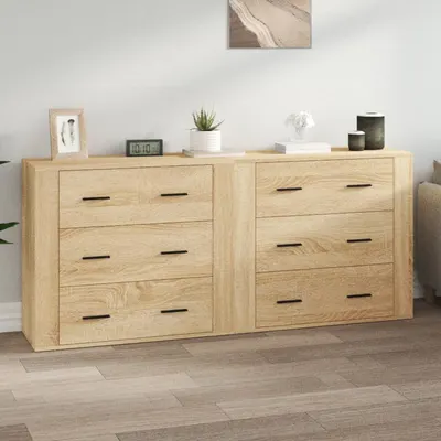 vidaXL Servante, 2 piese, stejar sonoma, lemn prelucrat