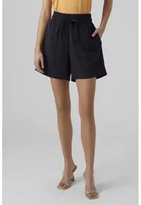 Pantaloni scurti cu talie inalta - Negru