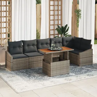 Gossi set de 7 piese de sofa de gradina cu perne gri poliratan