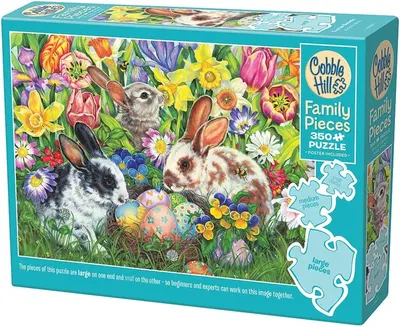 Puzzle Cobble Hill din 350 de piese XXL - Iepurași de Paște