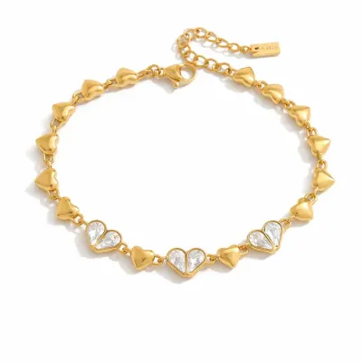 Bratara Multi Heart Placata cu Aur 18k