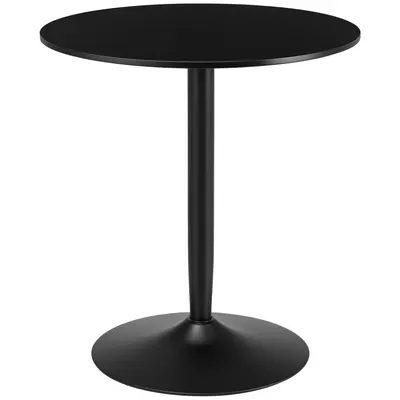 HOMCOM Masă de Bucătărie pentru 2 persoane, suprafață circulară, bază din oțel, negru, 70 x 70 x 75 cm | Aosom Romania