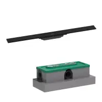 Set rigola liniara de dus cu gratar din inox 800 mm, negru mat, corp de baza pentru instalare inclus, Hansgrohe RainDrain Flex