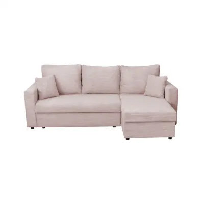 Coltar NICOLE LUX, cu lada depozitare, colt interschimbabil, roz pudra, 225x145x82 cm