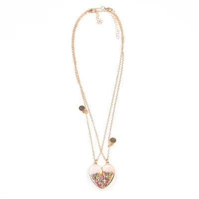 Set 2 coliere Best Friends cu pandantiv inima multicolora