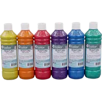 Guasa lavabila Glitter 6 x 500 ml, culori clasice cu sclipici