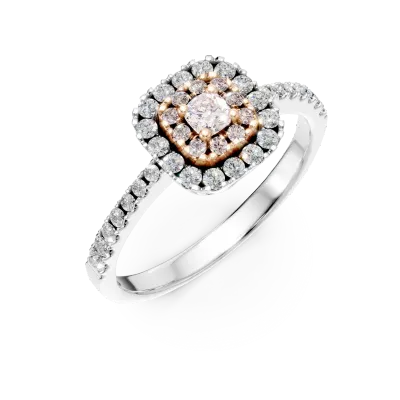 Inel din aur alb-roz cu diamante roz de 0.24ct si diamante transparente de 0.37ct