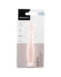 Periuta de dinti pentru bebelusi KikkaBoo Softy Pink din silicon,recomandata de la 6 luni, cu ventuza pentru fixare pe chiuveta,Fara BPA