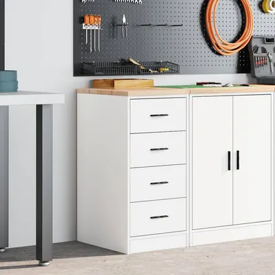 vidaXL Dulap depozitare garaj alb 40x51x85 cm lemn masiv de pin