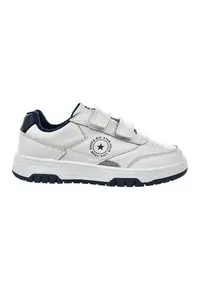 Pantofi sport cu logo si velcro - Alb/Bleumarin