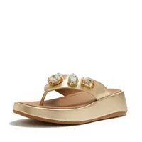 FITFLOP FitFlop F-Mode Ultra-Jewel Leather Toe-Post Sandals PLATINO 41