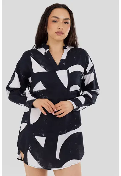 Bluza din amestec de bumbac Athene - Alb/Negru