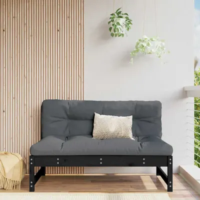 vidaXL Canapea de mijloc, 120x80 cm, negru, lemn masiv de pin