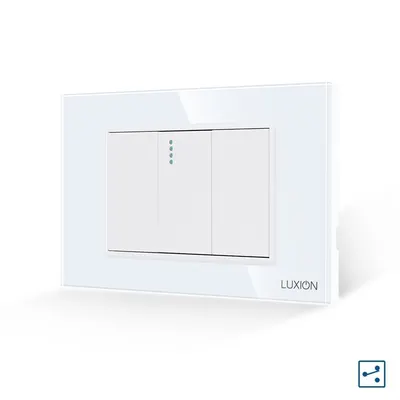 Intrerupator Simplu Cap Scara Mecanic 1M si 2 Taste False LUXION cu Rama din Sticla, Standard Italian, 3M