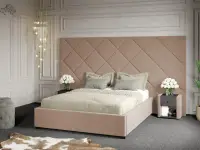 Pat Tapitat cu Panou 305x171 C4 Dubai cu somiera fixa Bej - Velluto 3 160x200