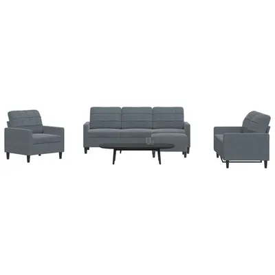 Gossi set de canapele cu perne, 4 piese, gri inchis, catifea