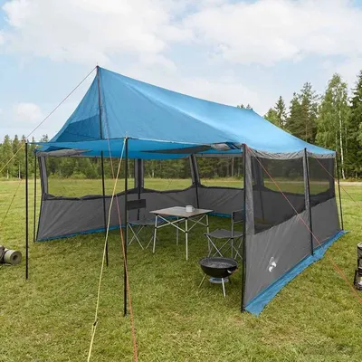 vidaXL Cort de Familie albastru 450 x 400 x 265 cm Poliester și oțel