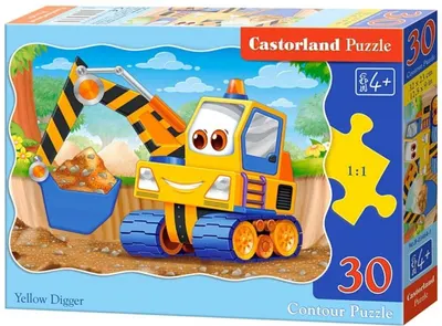 Puzzle Castorland din 30 de piese - Excavator galben