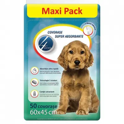 Covorase absorbante 4Dog 60 x 45 cm, 50 buc pachet