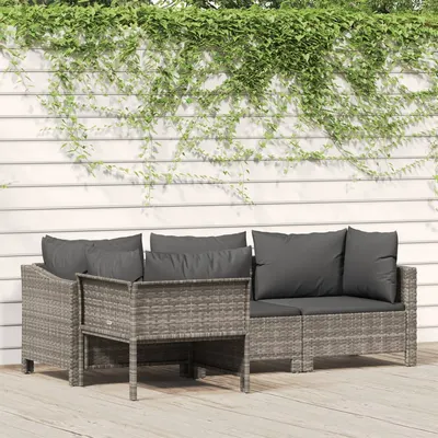 Gossi set mobilier de gradina cu perne, 4 piese, gri, poliratan