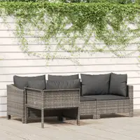 Gossi set mobilier de gradina cu perne, 4 piese, gri, poliratan