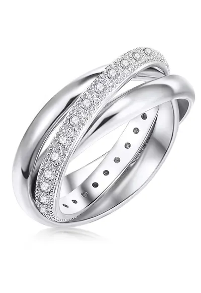 Inel decorat cu cristale zirconia - Negru