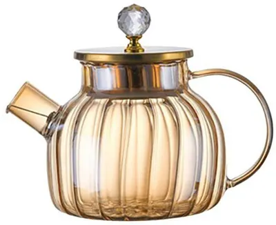 Ceainic de sticlă Morello - Press Art, 1000 ml, chihlimbar