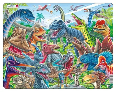Puzzle pentru copii Larsen din 43 de piese - Selfie cu dinozauri