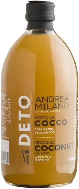 Oțet de cocos organic, nefiltrat, 500 ml, Andrea Milano