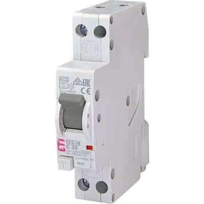 KZS-1M Intrerupatoare de curent rezidual cu protecție la supracurent, 1 module, A and AC type KZS-1M 1p+N A C20/0.01 6kA