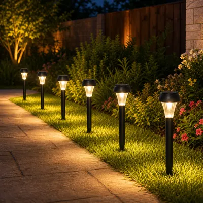 Set 6 x lampa solara 18.5 cm, Negru