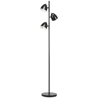 HOMCOM Lampadar de salon design industrial 3 abajururi reglabile din otel 38 x 28 x 169 cm negru | Aosom Romania