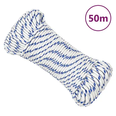 vidaXL Frânghie de barcă, alb, 3 mm, 50 m, polipropilenă