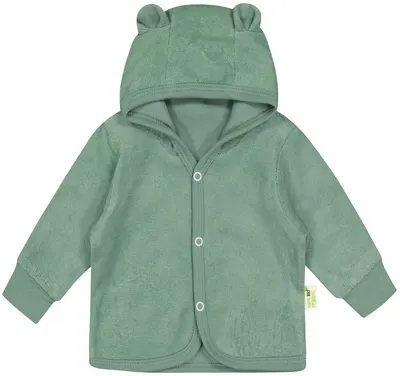 Pulover cu urechi pentru copii Bio Baby - 74 cm, 6-9 luni, verde frotte