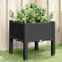 Gossi jardiniera de gradina cu picioare, negru, 40x40x42 cm, pp