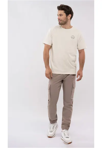 Tricou T-Eld pentru barbati - crem - logo pe spate - Crem