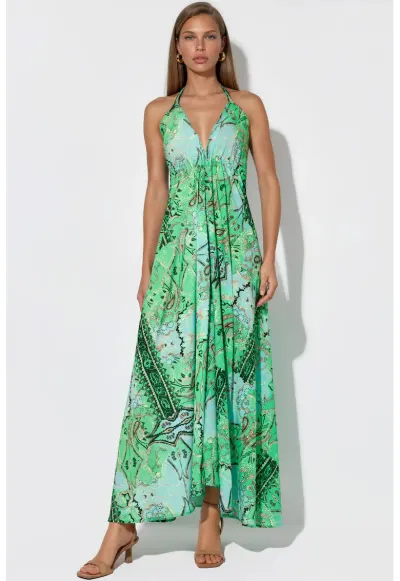 Rochie Maxi Boema - Verde - Poliester