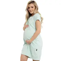 Camasa alaptat, Sunny, Din bumbac, Cu capse pe mijloc si buzunare, Masura S, Mint