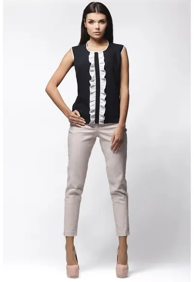 Bluza dama - A024 - negru-ecru - confortabila - poliester-elastan