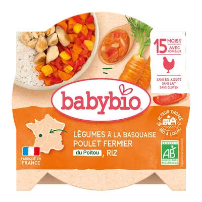 Meniu legume Basquaise si pui Poitou Bio, 260g, BabyBio