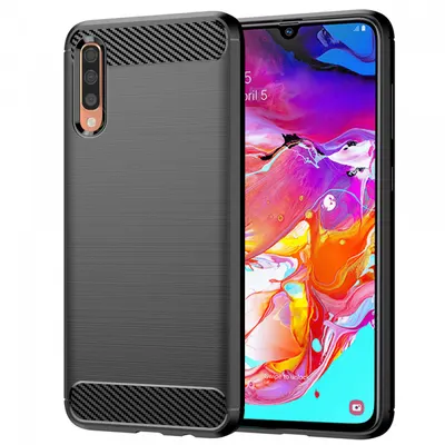 Husa pentru Samsung Galaxy A70s A707 / A70 A705, Techsuit, Carbon, Neagra
