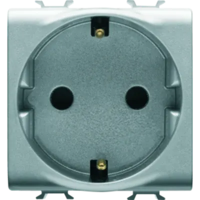 German Standard Priza 250v Ac - Quick Wiring Terminals - 2p+e 16a - 2 Modules - Titanium - Chorus