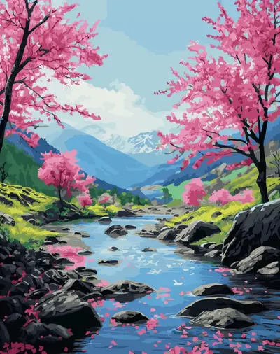 Set de pictură pe numere MagicArt - Valea Trandafirilor