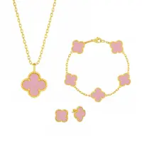 Set Bijuterii Colier,Bratara si Cercei Van Luxy Pink Gold