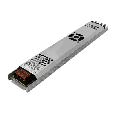 Sursa alimentare banda LED, slim, 300W, ventilator, 12V, 25A, protectie suprasarcina, 371x53x22 mm