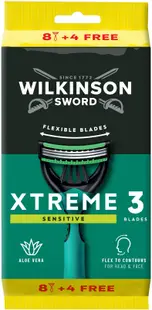 Wilkinson Sword Xtreme3 Set de aparate de ras pentru bărbați Sensitive, 8 + 4 bucăți