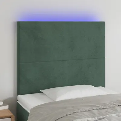 Gossi tablie de pat cu led, verde inchis, 100x5x118/128 cm, catifea