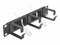Organizator cabluri 10" 1U pentru cabinet cu 3 inele + perii Negru, Delock 66487